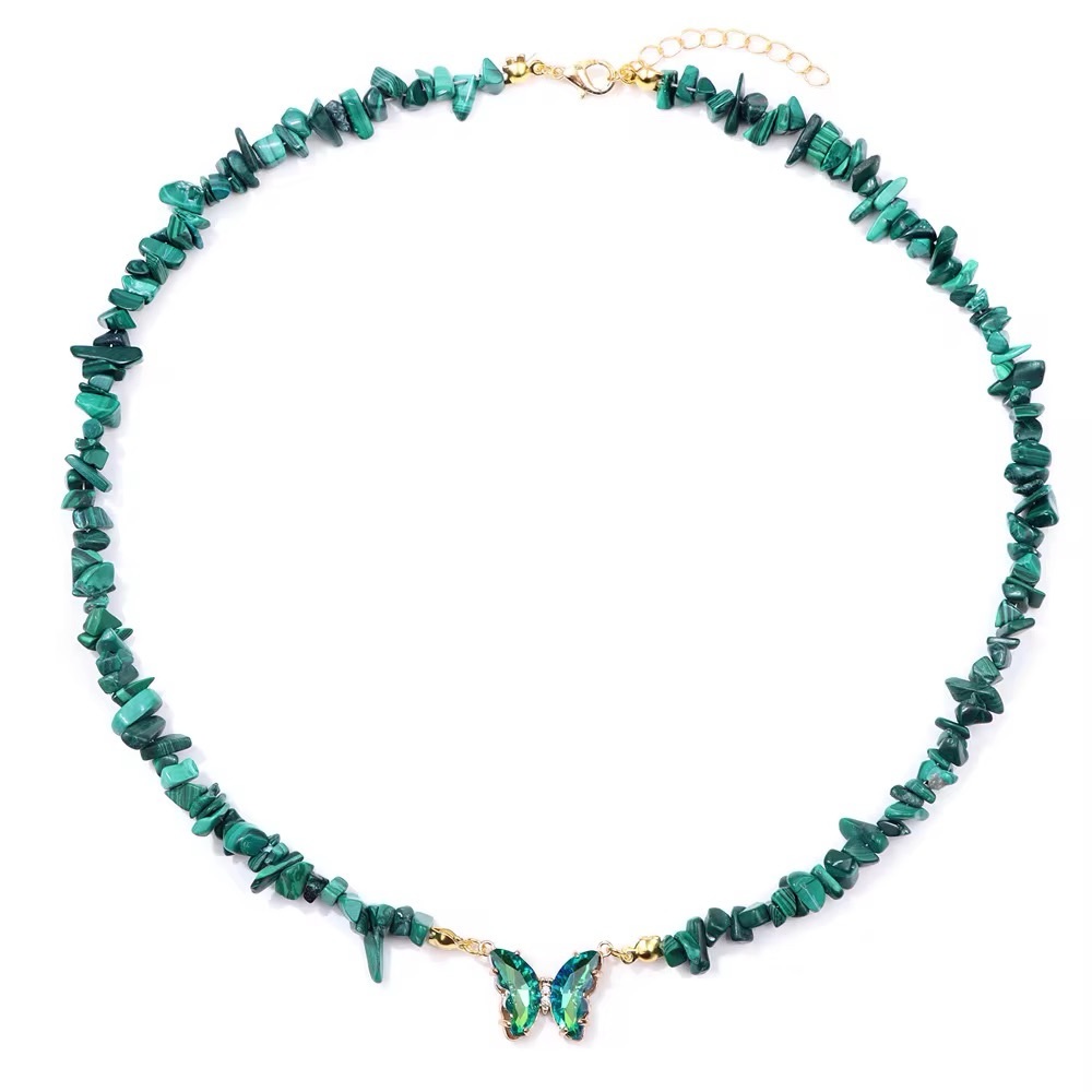 Emerald green stunning quartz pendant with butterfly statement.